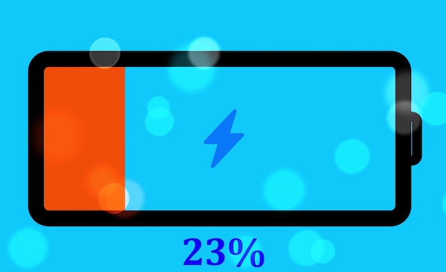 Smartphone battery icon charge on a blue background