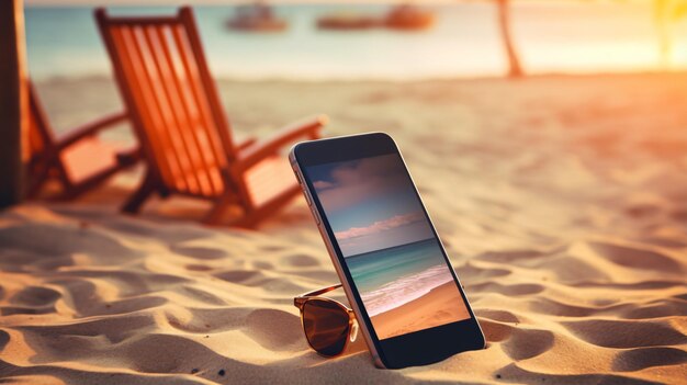 Photo smartphone on the beach