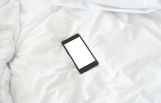 Smartphone on bed, Holiday concept