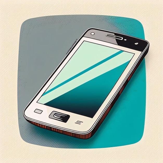 Smartphone on a blue background Vector illustration in retro style