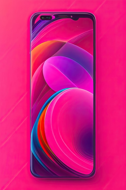 Smartphone on a bright pink background