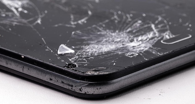 Smartphone broken in fall screen and protective film cracked
has repair
