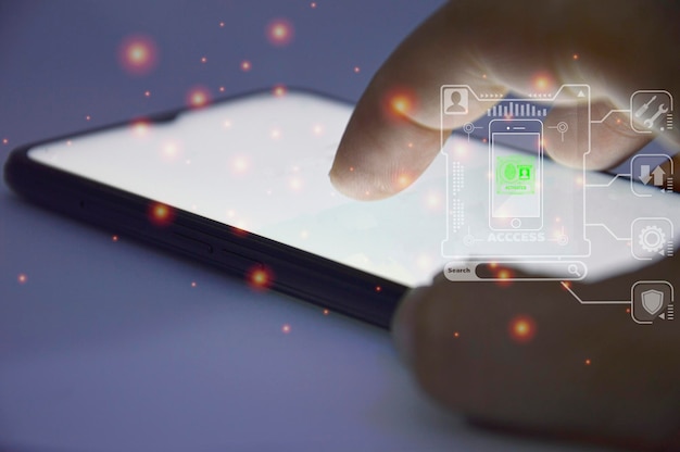 Smartphone-concept dat geavanceerde beveiliging vereist, het gebruik van een wachtwoord om in te loggen
