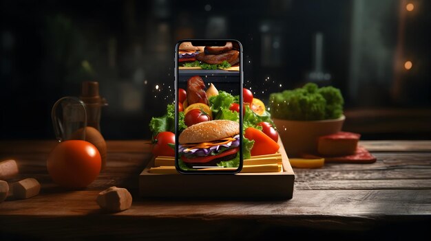 Photo smartphone displaying a food delivery app