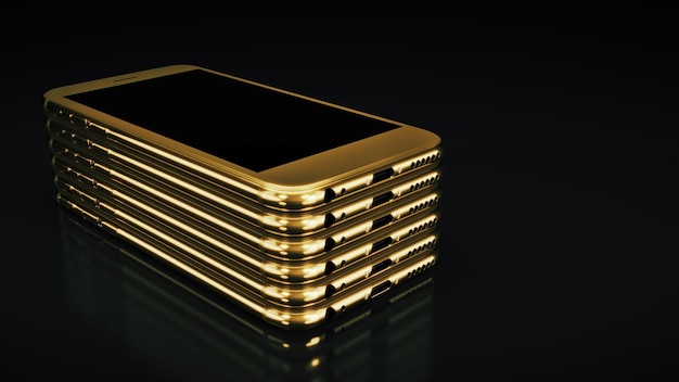 Smartphone goud. 3D-weergave