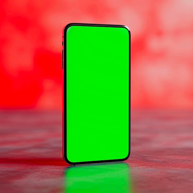 スマートフォンの緑色の画面のスローモーションとクロマキー背景のスマートフォン技術 携帯電話