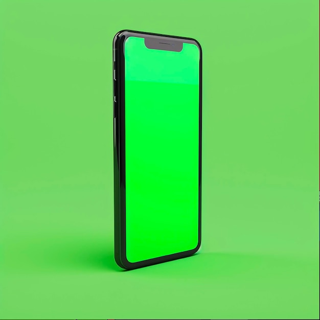 Smartphone groene scherm slow motion met een chroma sleutel achtergrond Smartphone technologie mobiele telefoon