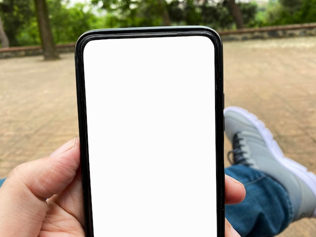 Smartphone in Hand Mock Up Clipping Mask Included