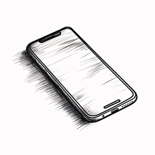 Smartphone icon on white background Hand drawn sketch Vector illustration