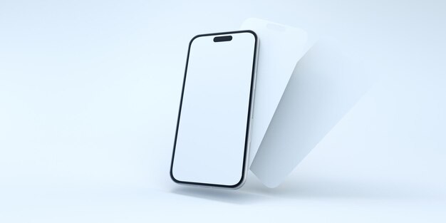 smartphone in witte achtergrond zijaanzicht 3d render wallpaper