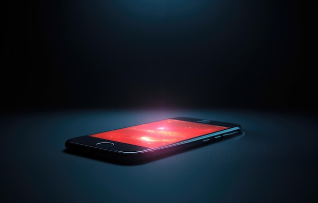 A smartphone is lit up in the dark ai