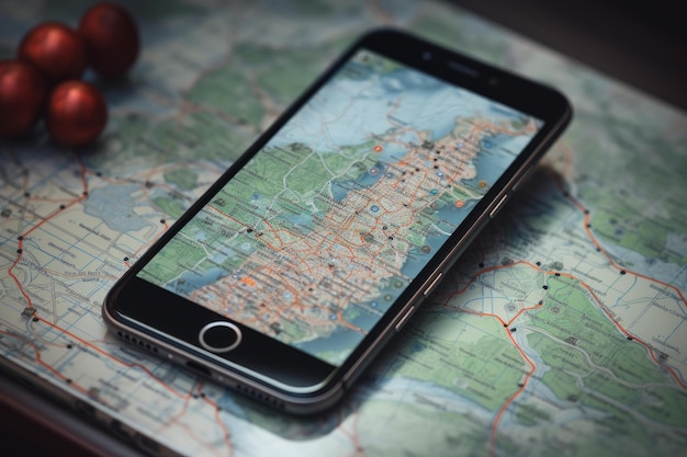 Foto smartphone kaart navigatie genereren van interactieve ai