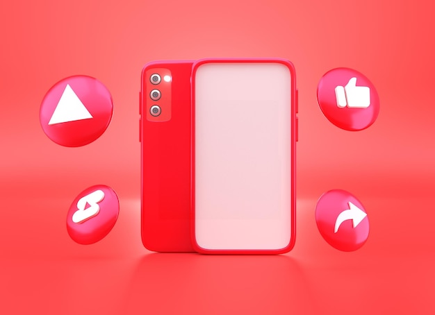 Smartphone met 3D social media iconen 3D concept