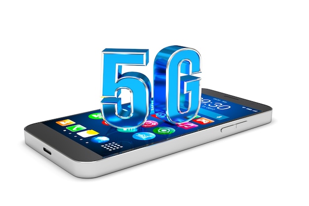 Smartphone met 5g 3d de technologie geeft terug