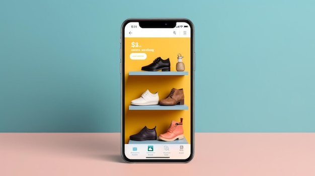 Smartphone met e-commerce-app voor gemakkelijk browsen gegenereerd door AI