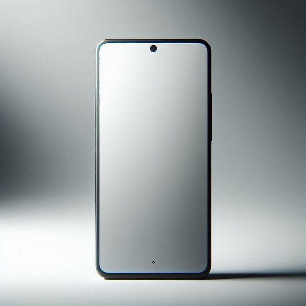 Foto smartphone met leeg scherm geïsoleerd op grijze achtergrond