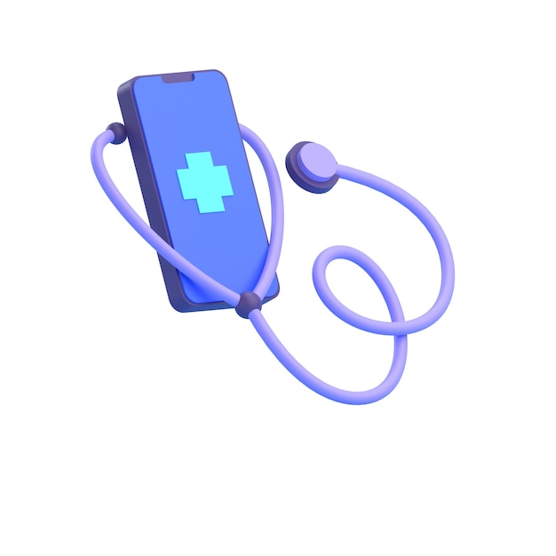 SMARTPHONE MET STETHOSCOOP 3D RENDER