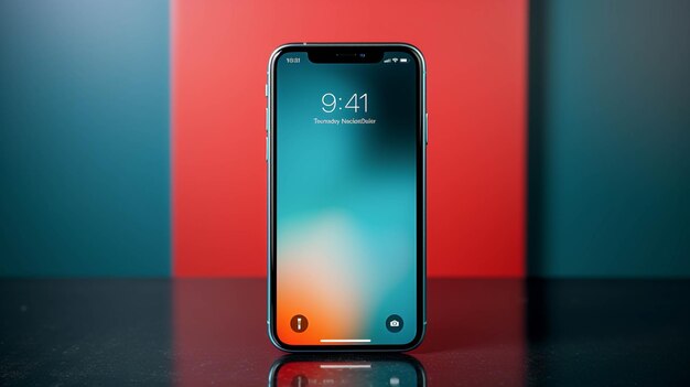 Photo smartphone mockup on blue background