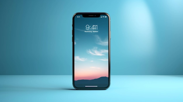 Smartphone mockup on blue background
