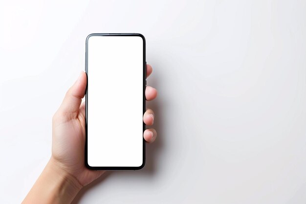 Smartphone mockup on hand creato con generative ai