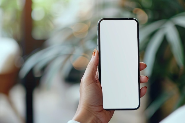 Smartphone Mockup on Hand created with Generative AI