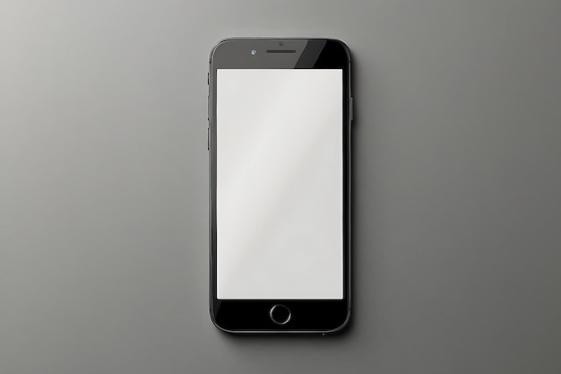 Smartphone mockup met leeg scherm op grijze achtergrond