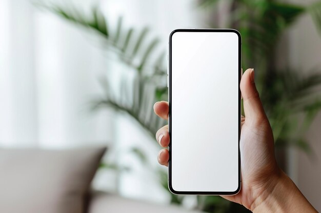 Smartphone Mockup on Hand gemaakt met Generative AI