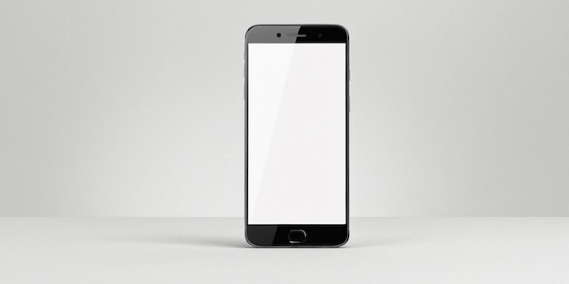 Smartphone mockup with blank white screen on white background