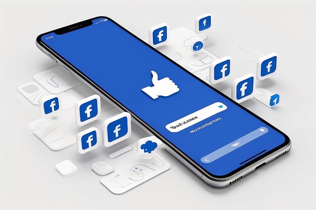 Photo smartphone mockup with social network icon