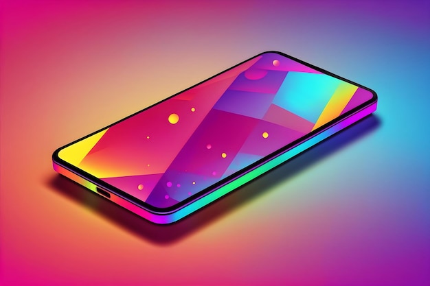 Smartphone-mockupsjabloon met neonlichtkleuren