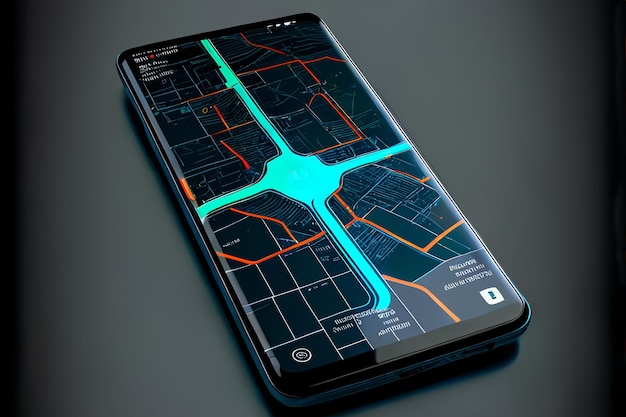 Smartphone navigator navigation interface on the smartphone screen Generative Ai