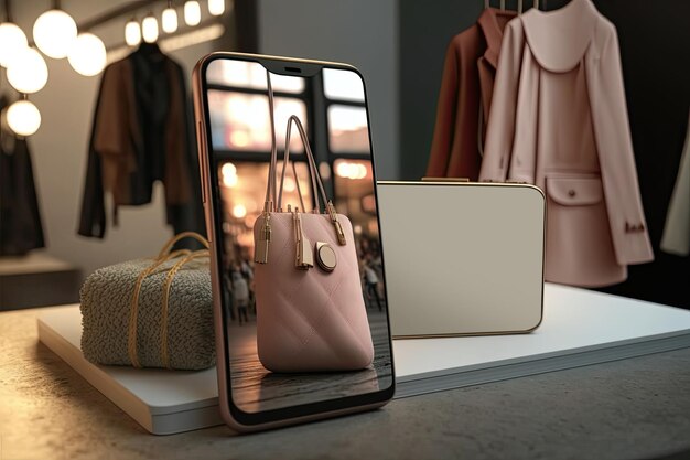 Photo smartphone and online shopping concept ai generated