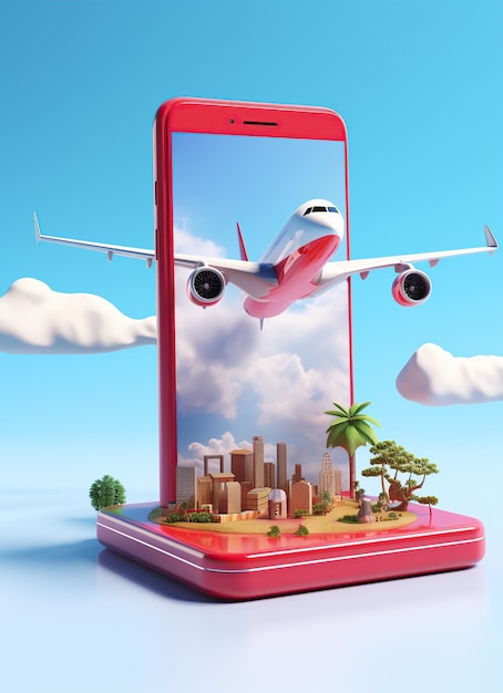 Smartphone online tourism and travel concept