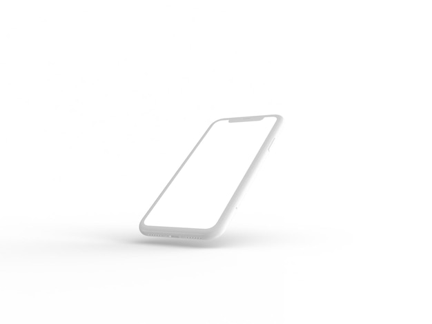 Smartphone in perspective mockup front side with white screen