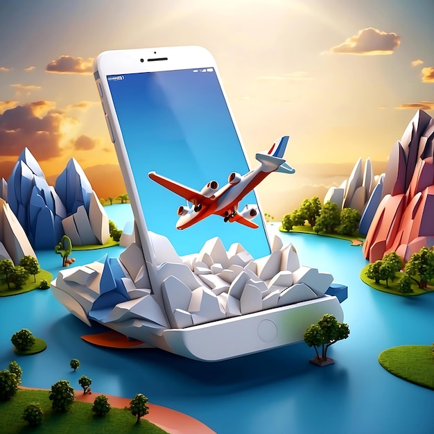 Smartphone-reiszakken en toeristische conceptvliegtuigen