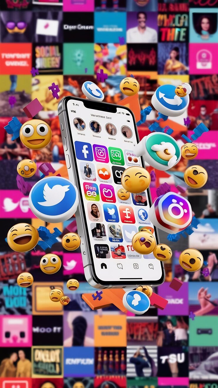 Photo smartphone social media concept