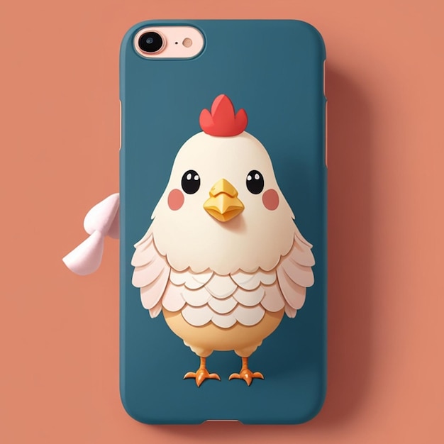 Smartphone soft case mockup design with a cute chicken theme cartoon style Generative AI