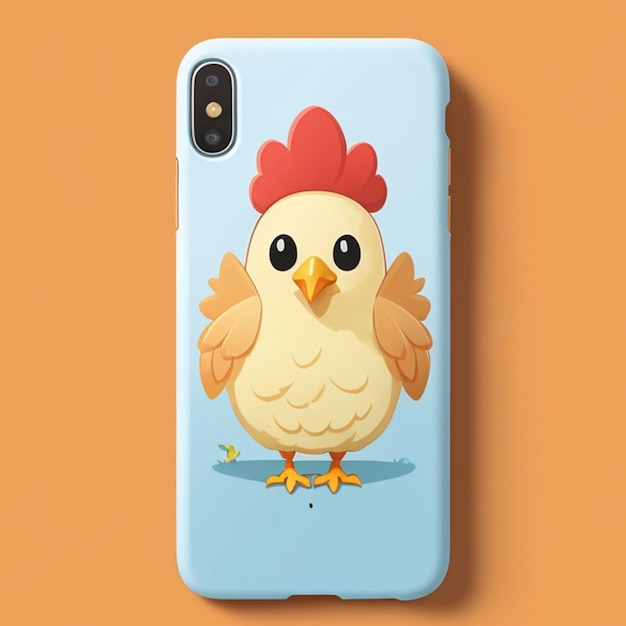 Smartphone soft case mockup design with a cute chicken theme cartoon style Generative AI