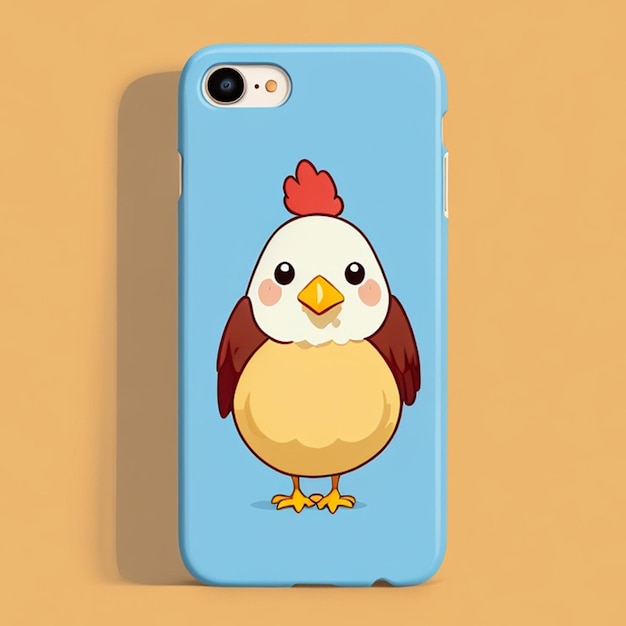 Smartphone soft case mockup design with a cute chicken theme cartoon style Generative AI