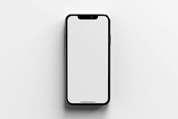 Smartphone white blank screen mockup isolated on white background