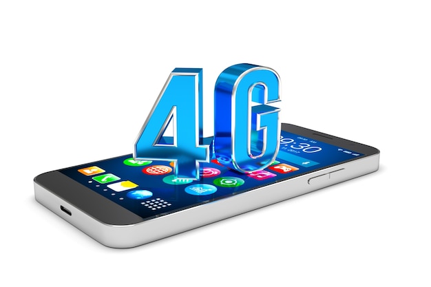 Smartphone with 4G technology 3d render