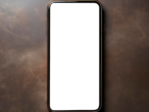 Смартфон с пустым экраном на коричневом фоне. Макет для дизайна. Генеративный ИИ.