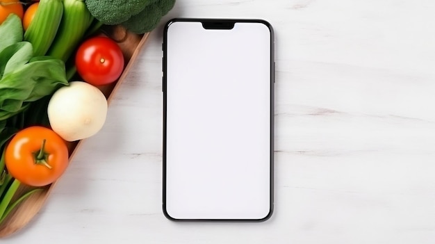 Smartphone with blank screen for searching and shopping Ai