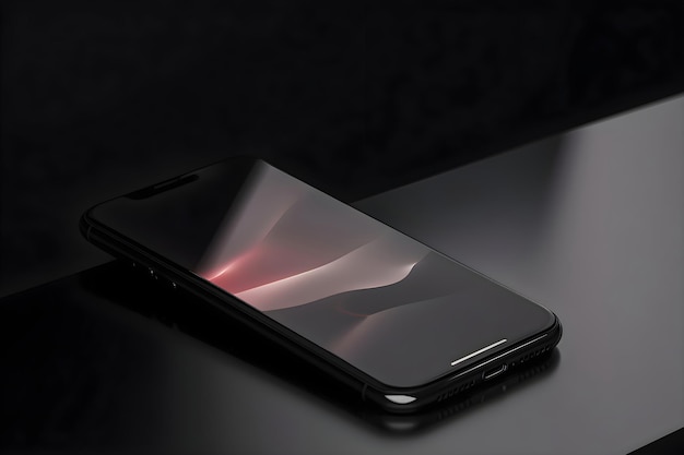 写真 黒いテーブルの上に画面が壊れたスマートフォン 3dイラスト