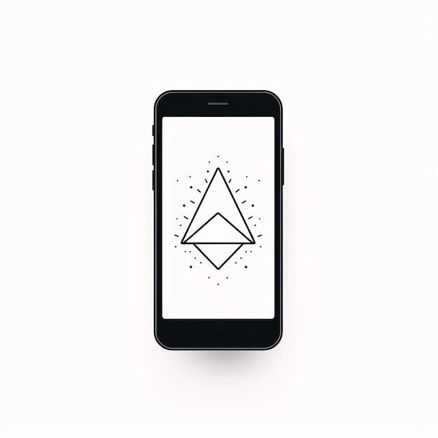 Фото Смартфон с символом ethereum на экране, изолированным на белом фоне
