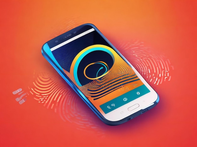 Smartphone with fingerprint scanner background ai generated