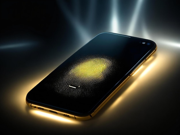 Smartphone with fingerprint scanner background ai generated