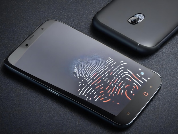 Smartphone with fingerprint scanner background ai generated