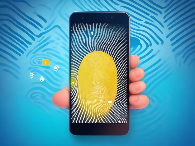 Foto smartphone con scanner di impronte digitali sfondo ai generato