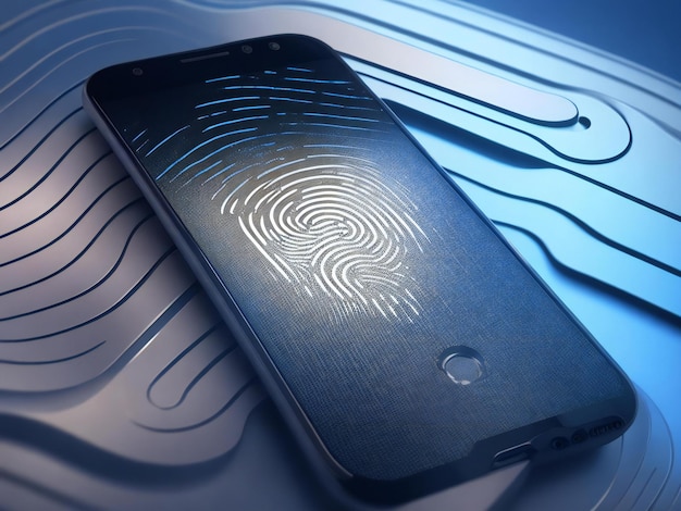 Smartphone with fingerprint scanner background ai generated